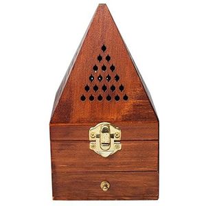 Tuccbay Doos van agarhout van wierookbrander, aromatherapie-brander, antiek blikje wierook piramide creatief
