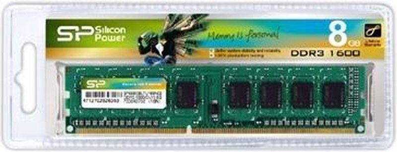 SILICON POWER DDR3 UDIMM RAM-geheugen 1600 MHz CL11 1.5V 8 GB (SP008GBLTU160N02) Groen