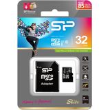 Silicon Power 32GB Elite MicroSDHC Class10 UHS-1 tot 85Mb/s incl. SD-adapter Zwart