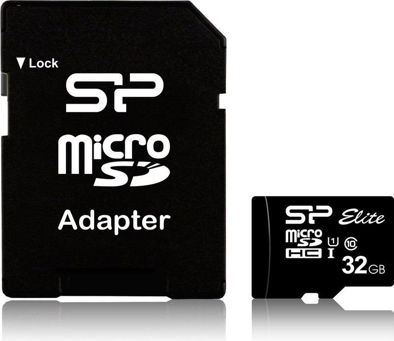 Silicon Power 32GB Elite MicroSDHC Class10 UHS-1 tot 85Mb/s incl. SD-adapter Zwart