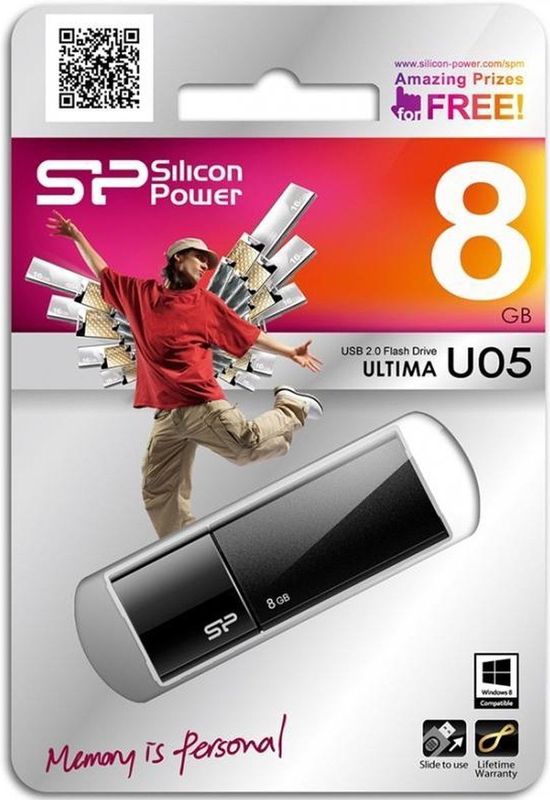 Silicon Power - Ultima U05 - USB-stick - Zwart - 8 GB
