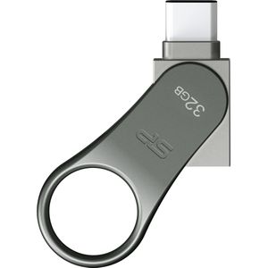 Silicon Power 32 GB Mobile C80 Dual Flash Drive voor Type-C Ready mobiele apparaten - Titanium/zink