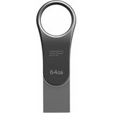 Silicon Power 64 GB Mobile C80 Dual Flash Drive voor Type-C Ready mobiele apparaten - Titanium/zink