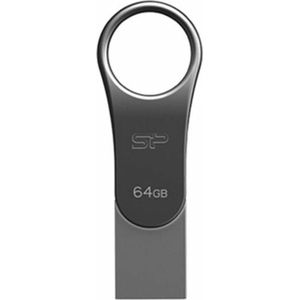Silicon Power 64 GB Mobile C80 Dual Flash Drive voor Type-C Ready mobiele apparaten - Titanium/zink