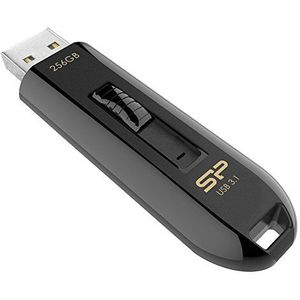 Silicon Power 256 GB USB Flash Drive, B21 Blaze, USB3.1, intrekbare connector, ingebouwde riem gat ontwerp, data back-up en herstellen, AES 256-bit codering