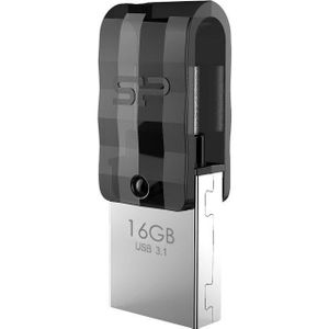 Silicon Power C31 Dual USB USB-A / USB-C USB stick 16GB - Zwart