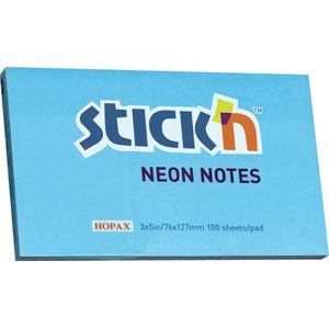 Stick'n Sticky Notes - 76x127mm - Neon Blauw - 100 Memoblaadjes