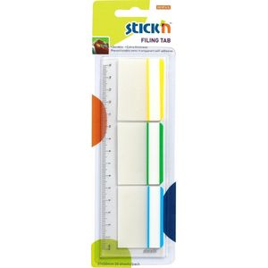 Stick'n Bladwijzer sticky index tabs - 37x50mm op 15cm flexibele liniaal, met beschrijfbare witte strip, 30 tabs totaal