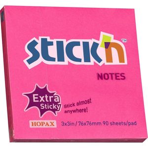Stick'n sticky notes - 76x76mm - Extra sticky - Magenta - 90 memobaadjes