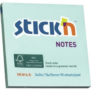 Stick'n Sticky Notes - 76x76mm - FSC - Pastel Blauw - 90 Memoblaadjes