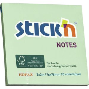 Stick'n Sticky Notes - 76x76mm - FSC - Pastel Groen - 90 Memoblaadjes