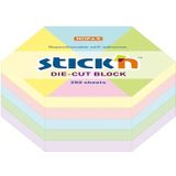 Zelfklevende notitieblok in zeshoekige vorm, 250 vellen, van papier, verschillende pastelkleuren, 6,1 x 7,02 cm Mimbek