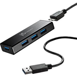 j5Create USB 3.0 Type-A (Micro USB), Docking station + USB-hub, Zwart