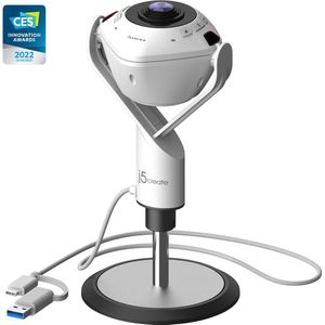 j5create - 360° AI-Webcam - Zwart - USB-C en USB Type-A Connector