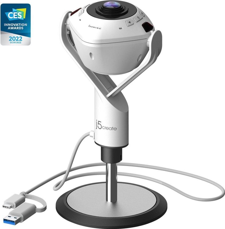 j5create - 360° AI-Webcam - Zwart - USB-C en USB Type-A Connector