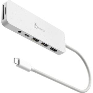 j5Create JCD373EW-N Concentrateur multiport USB-C ecologisch met Power Delivery (USB C), Docking station + USB-hub, Wit