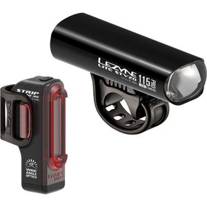 Lezyne Lite Drive StVZO Pro 115/Strip StVZO - USB Oplaadbare fietslampen - Fietsverlichting LED - Fietslicht Voor en Achter - 3 Standen - Zwart