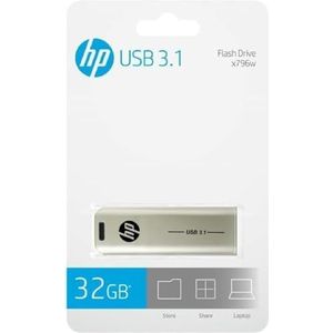 HP X796w USB-stick 3.1, 32 GB, push-and-pull-design, metallic afwerking