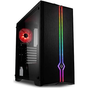 Bitfenix Saber Gaming PC behuizing moederbord tot E ATX, venster van gehard glas, twee vooraf geïnstalleerde ventilatoren van 120 mm, RGB met frontpaneelcontroller