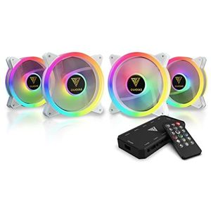 Gamdias PC Ventilator Fans - 4x 120mm - aRGB LED - Wit - Met HUB en Afstandsbediening
