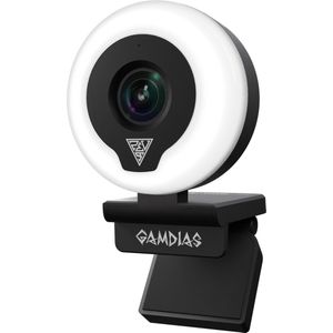 High-End Live Streaming Ring Light Camera / Webcam met LED Verlichting en Microfoon - Gamdias Iris M1