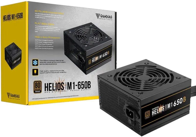 Gamdias - Helios M1-650 - PC Voeding - 650 Watt - ATX12V v2.4 - Sleeved Cables