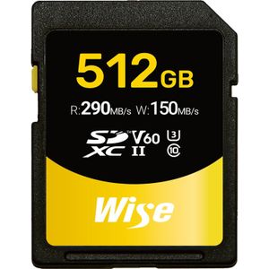 Wise - SDXC UHS-II V60 - Geheugenkaart - 512 GB - Leessnelheid 290 MB/s