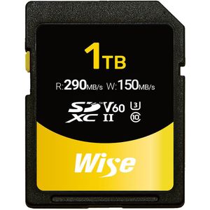 Wise - SDXC UHS-II V60 Geheugenkaart - 1 TB - 290 MB/s Leessnelheid - 150 MB/s Schrijfsnelheid