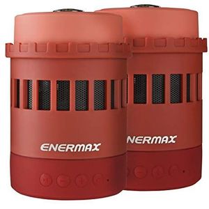 Enermax Pharoslite rood, 2 draadloze bluetooth-luidsprekers, HD-stereoluidspreker, LED, krachtige bas, Micro SD, SOS-zaklamp, nachtlampje, kompas, beker, 6 RGB-modi, batterij 6 uur, P 10 m