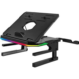 Enermax Ergonomische laptopverhoger / 360° draaibare monitor RGB opvouwbaar, installeer tot 3 apparaten, maximale belasting 10 kg ELS001, zwart
