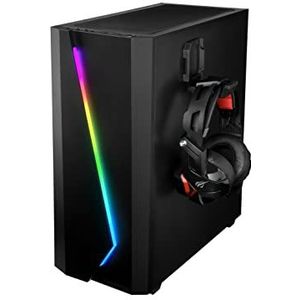 ENERMAX Makashi Gaming Edition, behuizing + houder voor hoofdtelefoon, EHB001, formaat E-ATX, RGB, adresseerbaar, zijruit van gehard glas, verlichte hoofdband RGB, glanzend, levering zonder voeding