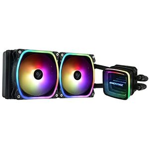 ENERMAX AQUAFUSION ADV ARGB 240mm AIO CPU waterkoeling Dual Chamber voor Intel LGA1700/AMD AM5 Support 330W + TDP (2x SquA RGB 120 PWM ventilator); ELC-AQFA240-SQA, zwart