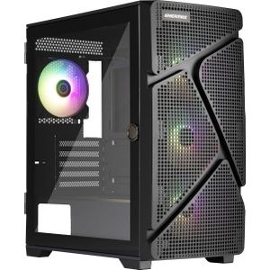 Enermax MarbleShell Mesh MS21 ARGB Mini Tower Gaming PC-behuizing - 4x PWM 12cm ARGB-ventilator - 2x USB 3.0 en USB 3.2 Type C- Midnight Black; ECA-MS21-BB-ARGB