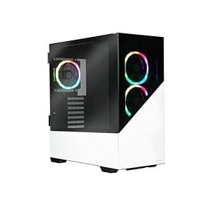 ENERMAXK8 ATX Mid Tower Gaming PC behuizing van gehard glas, incl. 3 x ARGB PWM 12cm ventilatoren Snow White - USB3.2 Gen1 en USB3.2 Type C; ECA-EK8-WW-ARGB