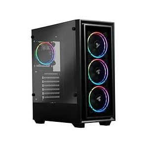 Enermax Starryfort SF30 ARGB Mid Tower Gaming-pc-behuizing van gehard glas met 4 T.B. RGB A.D ARGB-ventilatoren, 12 cm PWM, 2x USB 3.0, 1x USB 2.0, ECA-SF30-M0BB-ARGB