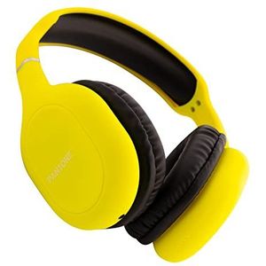 Celly Over-Ear Bluetooth-hoofdtelefoon met gevoerde oorkussens en gevoerde hoofdband voor maximaal comfort, 8 uur gebruiksduur, type C-aansluiting en 3,5 mm aansluiting, met afstandsbediening, geel