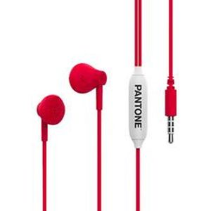 Celly, Pantone hoofdtelefoon, in-ear hoofdtelefoon met druppelcapsules, afstandsbediening en geïntegreerde microfoon, kabellengte 1 m, jackstekker 3,5 mm, rood