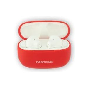 Celly, Pantone in-ear Bluetooth hoofdtelefoon met 10 m bereik, draadloze hoofdtelefoon tot 5 uur speeltijd met stereo-modus, compact formaat, rood