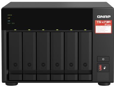 QNAP TS-673A NAS Tower Ryzen Embedded V1500B 8 GB DDR4 0 TB QNAP Turbo System Zwart