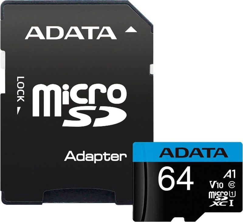 ADATA - Premier - Geheugenkaart - Zwart - 64GB - UHS-I Klasse 10 met SD-adapter