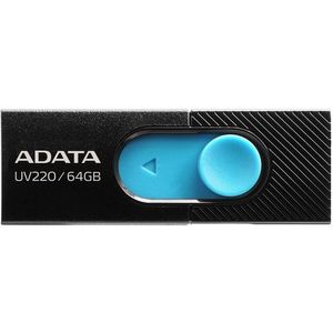 ADATA - UV220 - USB-stick - 64 GB - Zwart/Blauw - USB 2.0