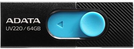 ADATA - UV220 - USB-stick - 64 GB - Zwart/Blauw - USB 2.0
