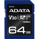Adata - Premier Pro - Flashgeheugenkaart - Blauw - 64 GB - SDXC U3 UHS-I