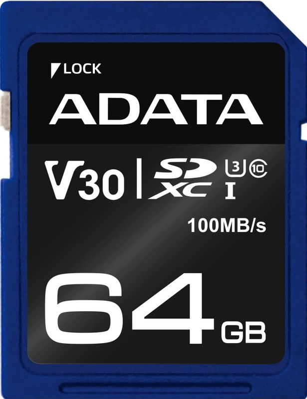 Adata - Premier Pro - Flashgeheugenkaart - Blauw - 64 GB - SDXC U3 UHS-I