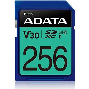 Adata Premier Pro - Flashgeheugenkaart - 256 GB (256 GB, SDXC, U3, UHS-I), Geheugenkaart, Blauw, Zwart