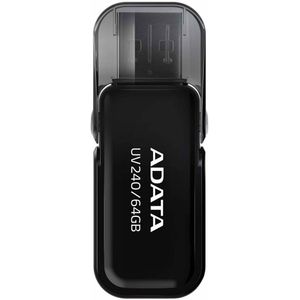 ADATA UV240 64 GB 2.0 USB Type A Connector Zwart USB Flash Drive - USB Flash Drive (64 GB, 2.0, USB Type A Connector, Cap, 7 g, Zwart)