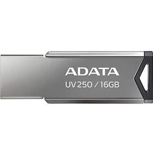 ADATA UV250 16GB USB-flashdrive USB Type-A 2.0 zilver - USB-flash drive (16 GB, USB Type-A, 2.0, zonder dop, 5,6 g, zilver)