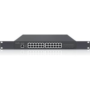 EnGenius Switch volledig beheerd 28 poort - 24x 1 GbE - 4x SFP+ - 13" - Ventilatorloos - ECS1528T (28 ports), Netwerkschakelaar, Zwart