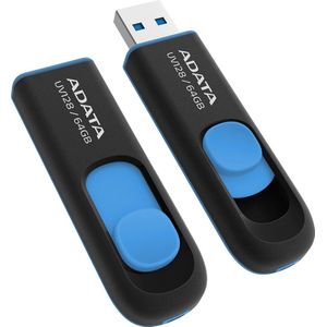 ADATA - DashDrive UV128 - USB Flash Drive - Zwart, Blauw - 64GB