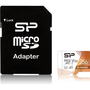 Silicon Power Superieur Pro (microSDXC, 256 GB, U3, UHS-I), Geheugenkaart, Bruin, Wit